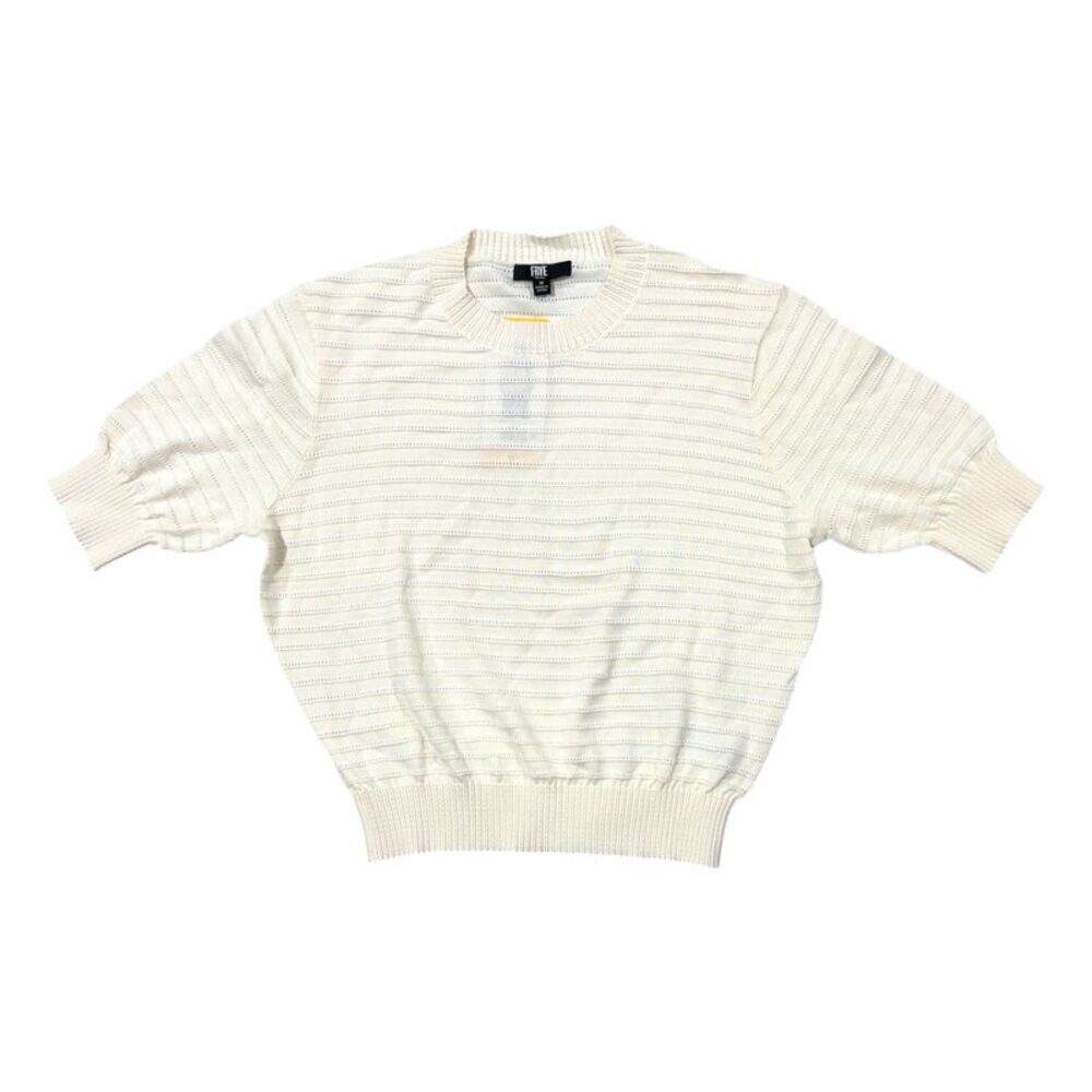 Frye Women's Loose Fit Lightweight 100% Cotton Short Sleeve Sweater - Cream